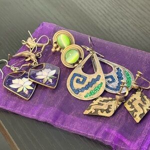 Mixed Lot Sterling .900 Mexico Alpaca Earring Lot